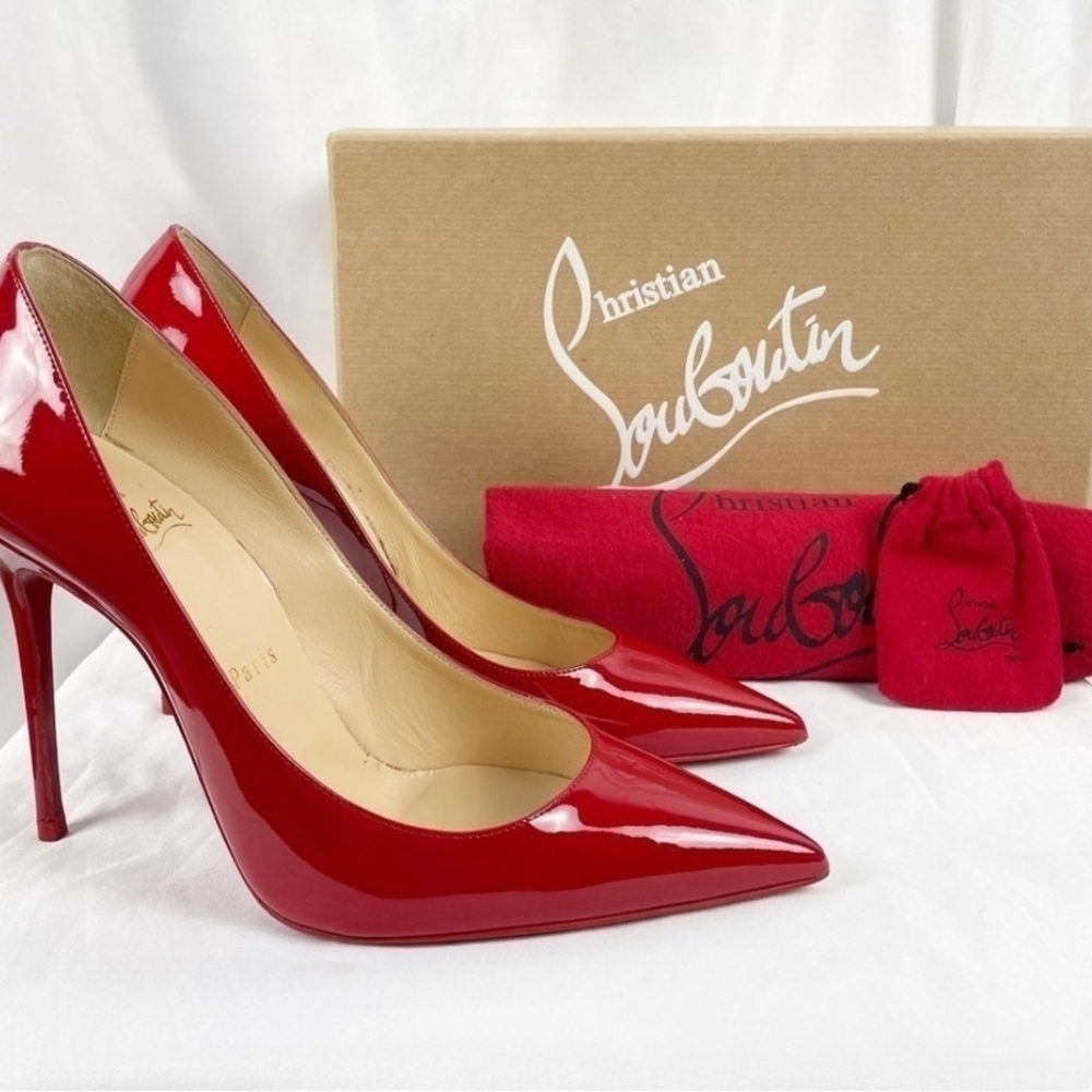 Christian Louboutin Decollete Kate 100 Pointed Toe Stiletto Heel Red Size 37.5